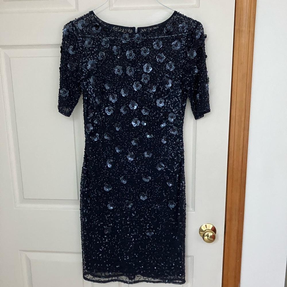 Adrianna Papell sequined navy cocktail dress